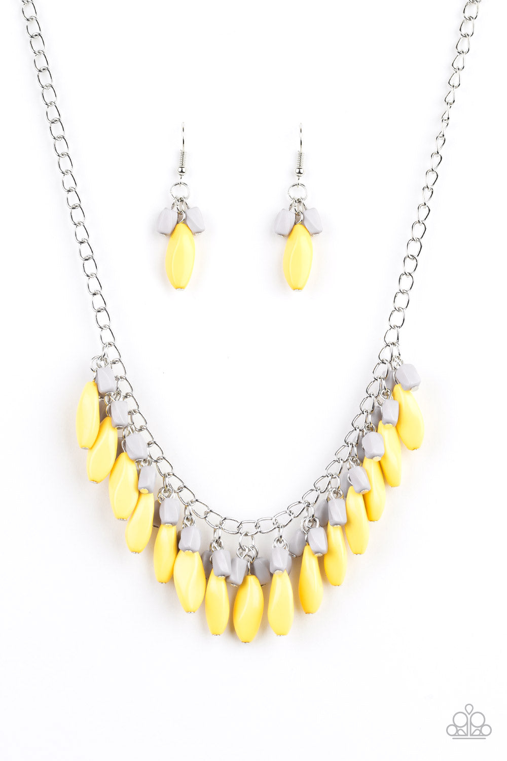 Bead Binge - Silver w/Yellow & Gray Necklace