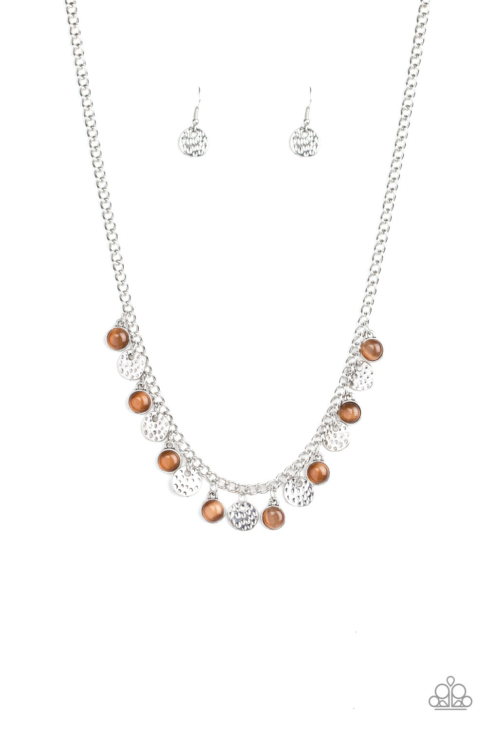 Treasure Tour - Silver w/Brown Necklace