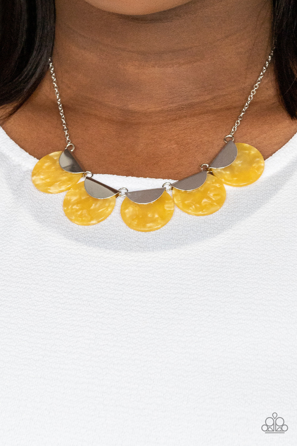 Mermaid Oasis - Silver w/Yellow Necklace