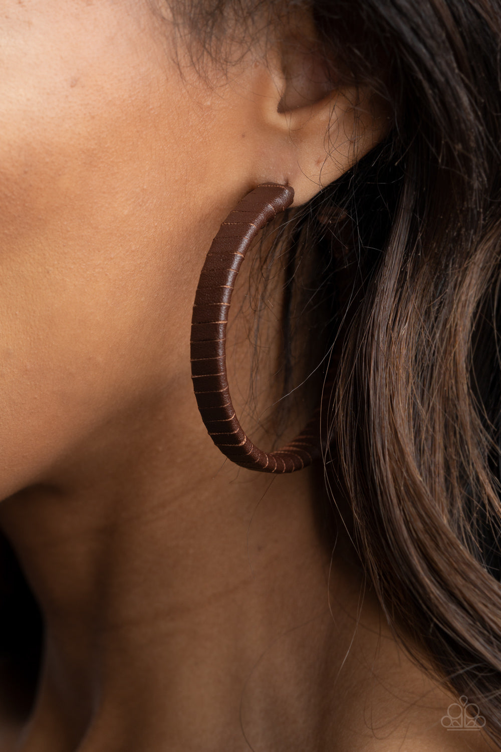 Leather-Clad Legend - Leather Brown Earrings