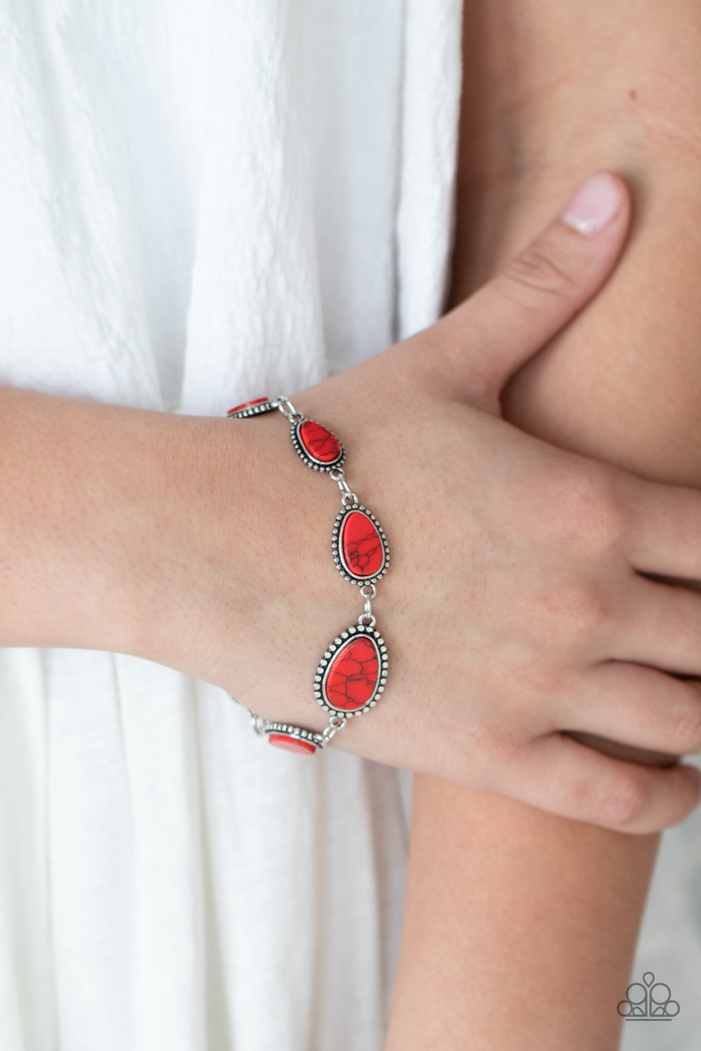 Elemental Exploration - Silver w/Red Stone Bracelet