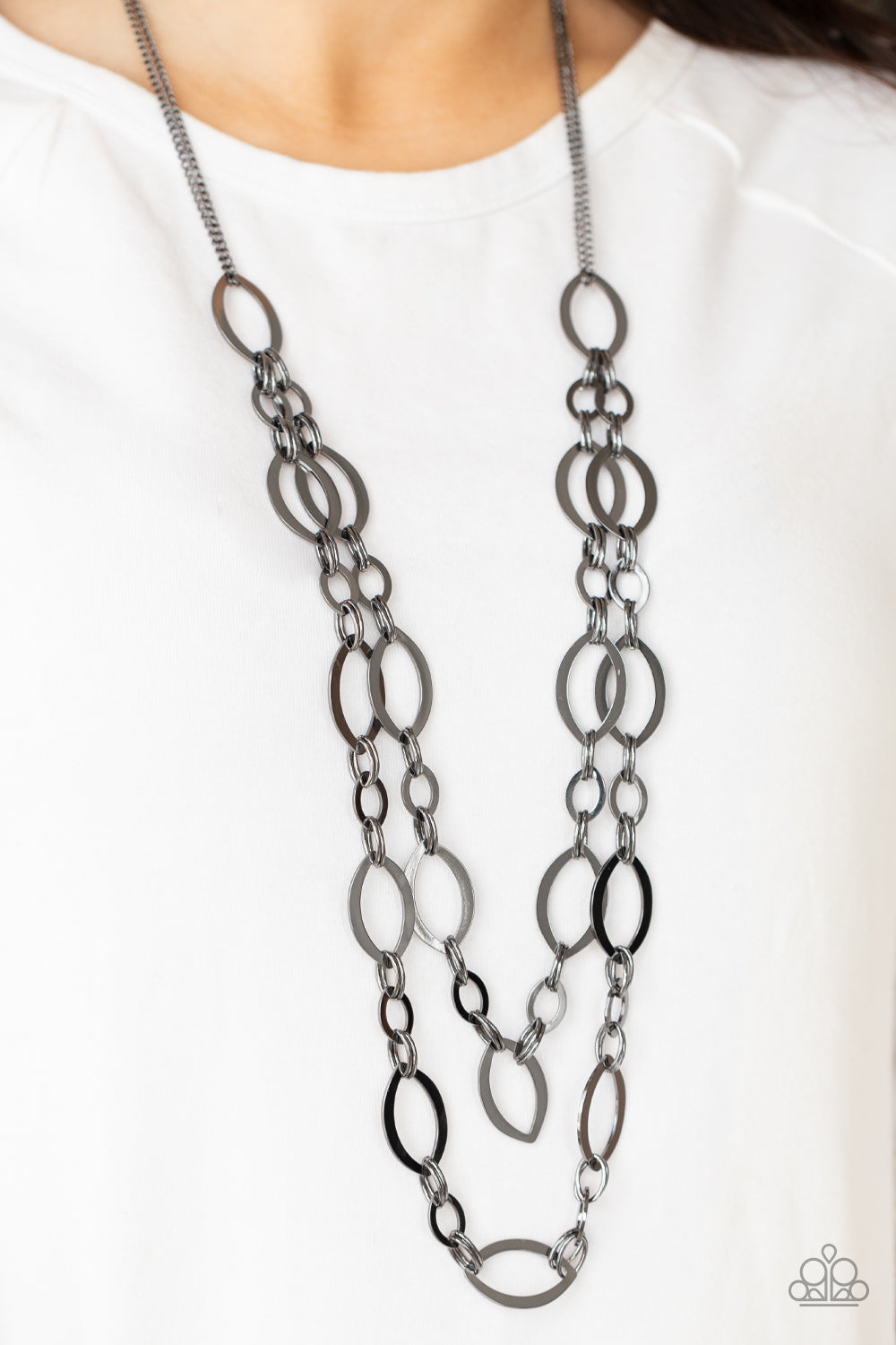 The OVAL-achiever - Gunmetal (Black) Necklace