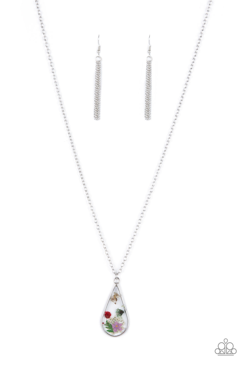 Pop Goes the Perennial - Silver w/Flowers Necklace