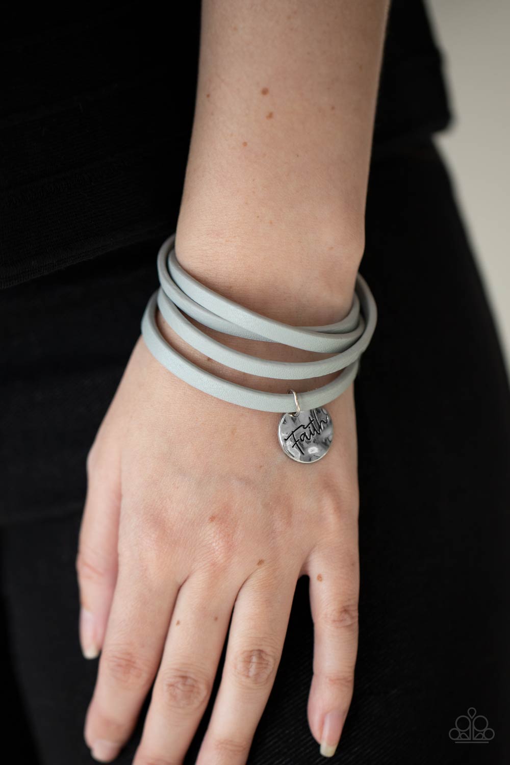 Wonderfully Worded - Gray Leather w/Silver Bracelet