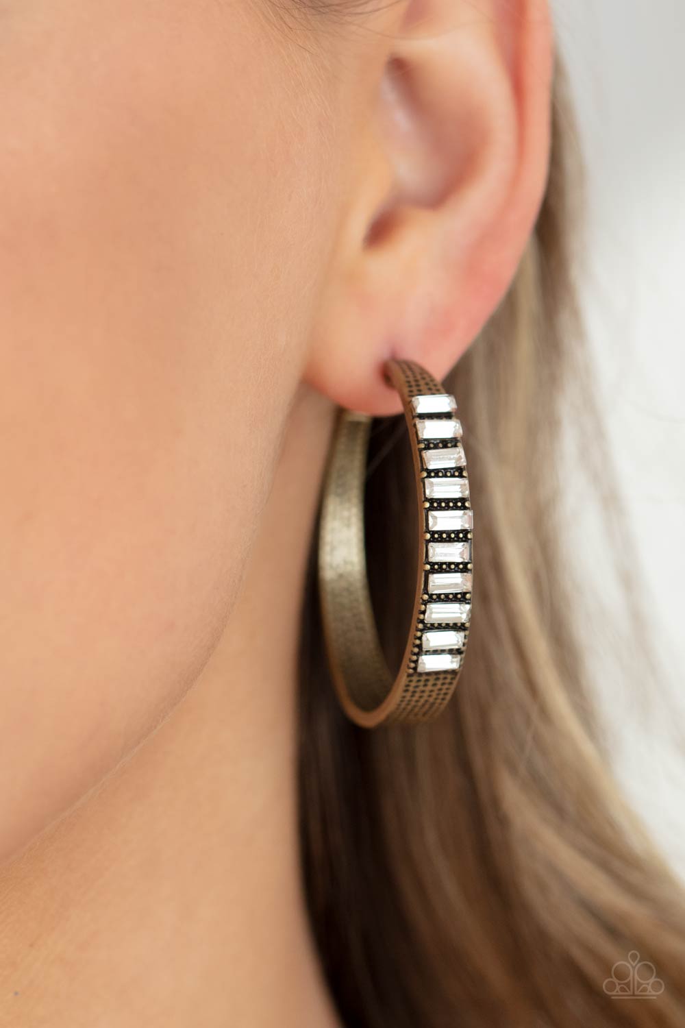 More To Love - Brass Earring with Rhinestones