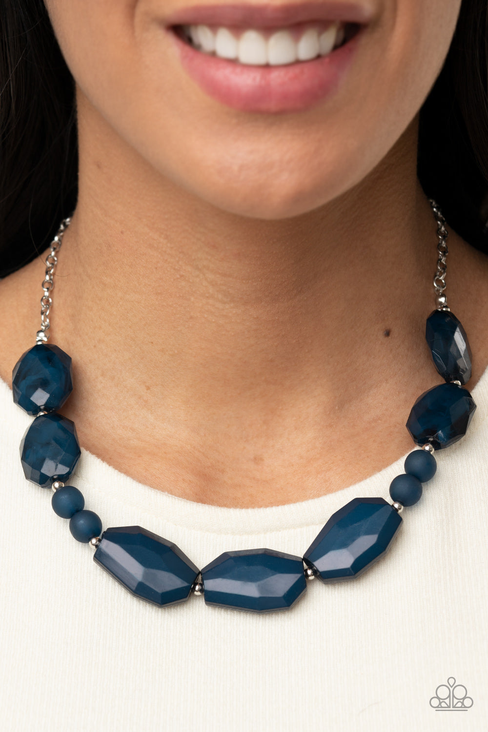 Melrose Melody - Silver w/Navy Blue Necklace