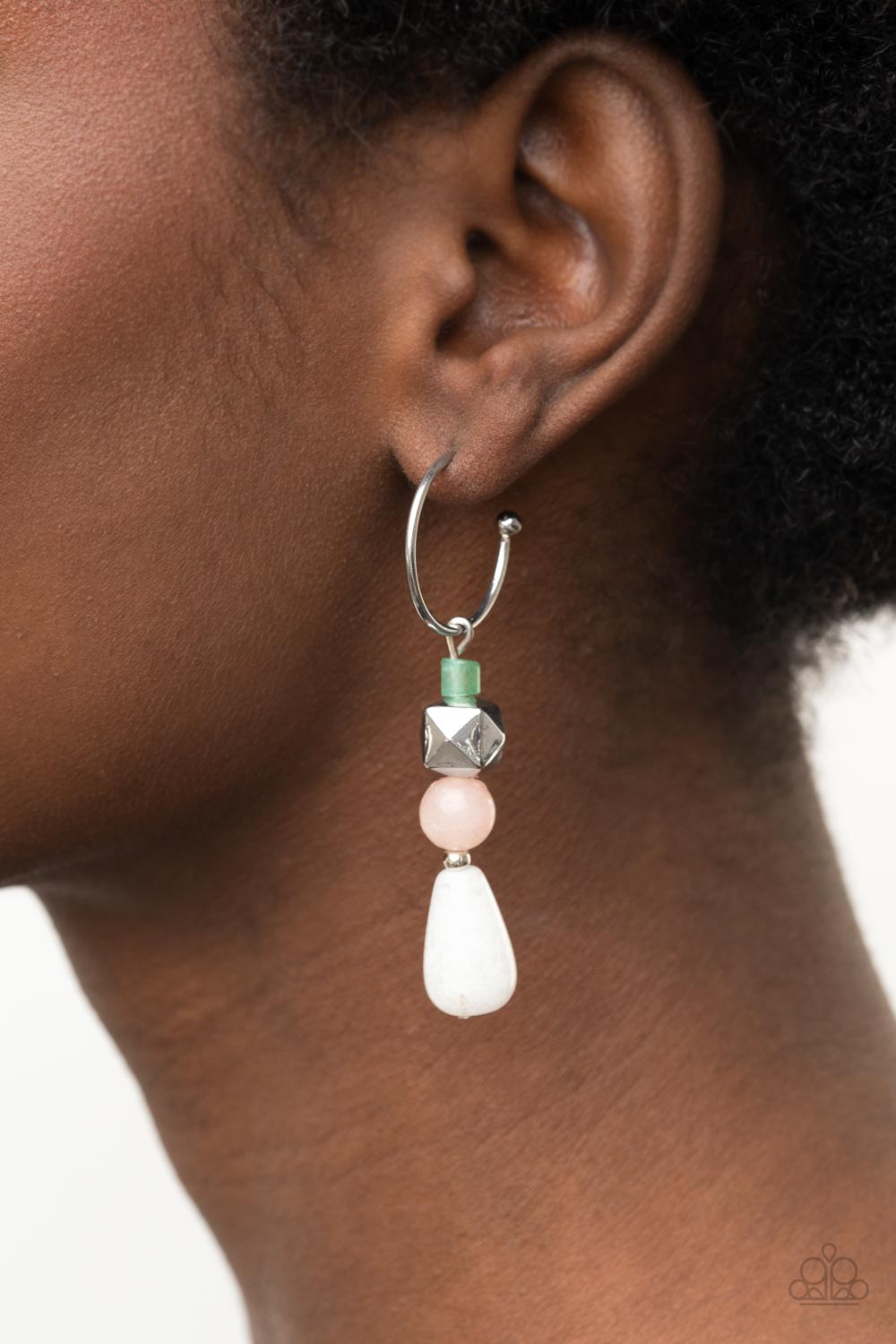 Boulevard Stroll - Multi ( jade, pink, and white stone beads) Earrings