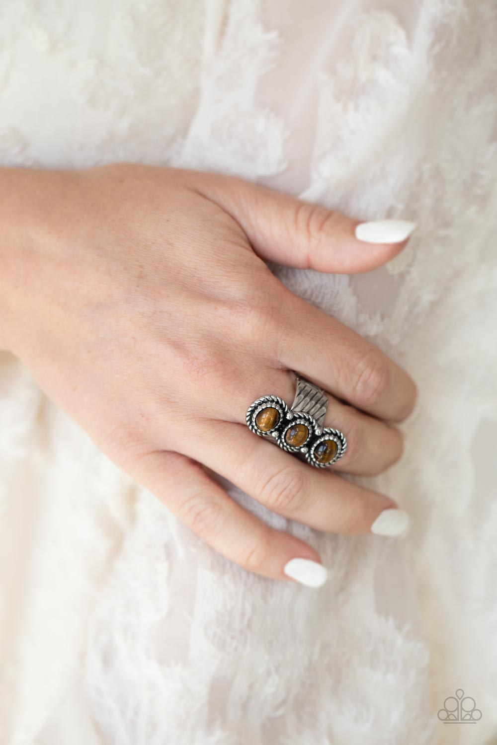 Peaceful Paradise - Silver w/Brown Tiger's Eye stones Ring
