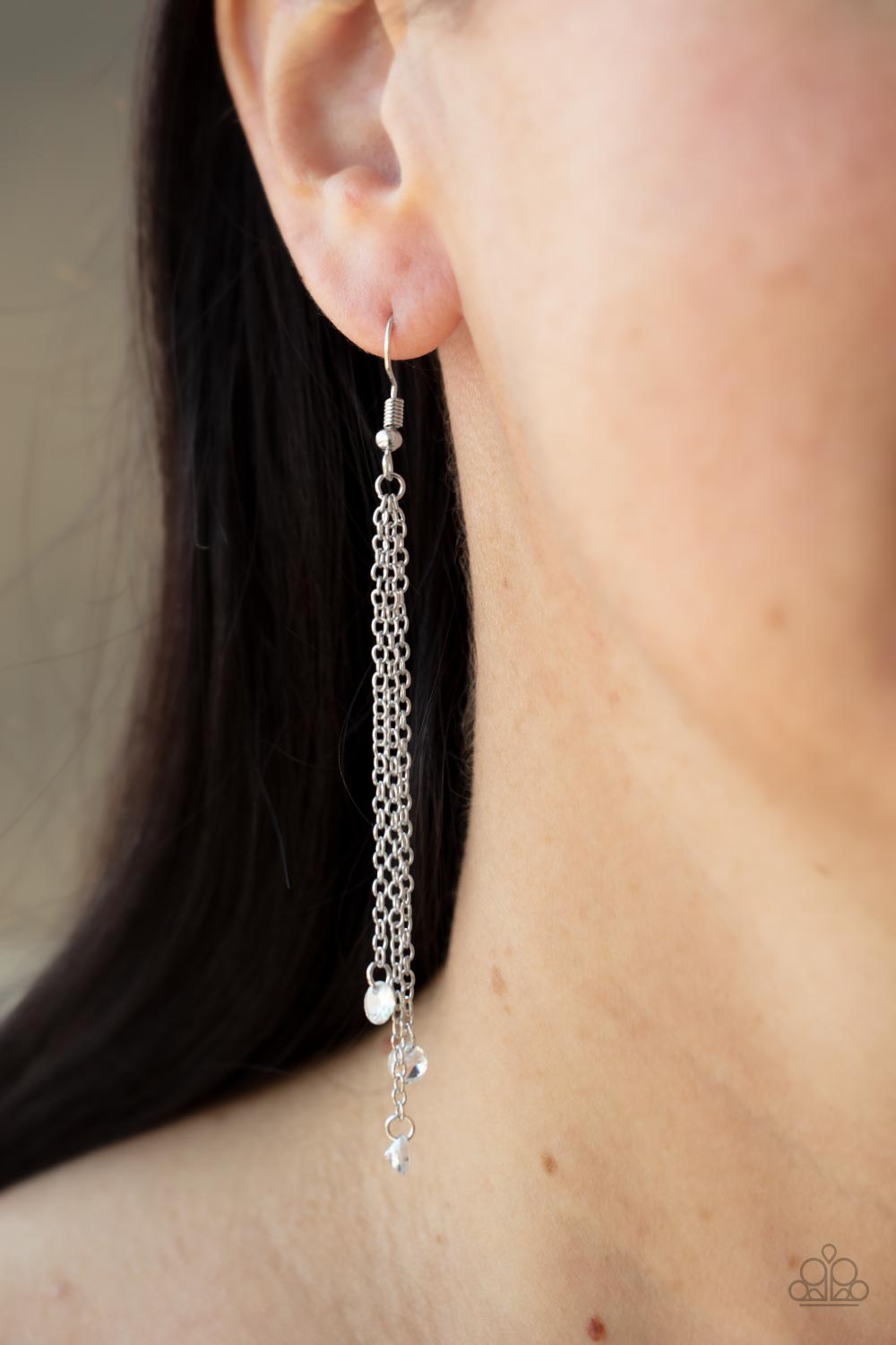 Divine Droplets Earrings - Silver w/Clear Rhinestones