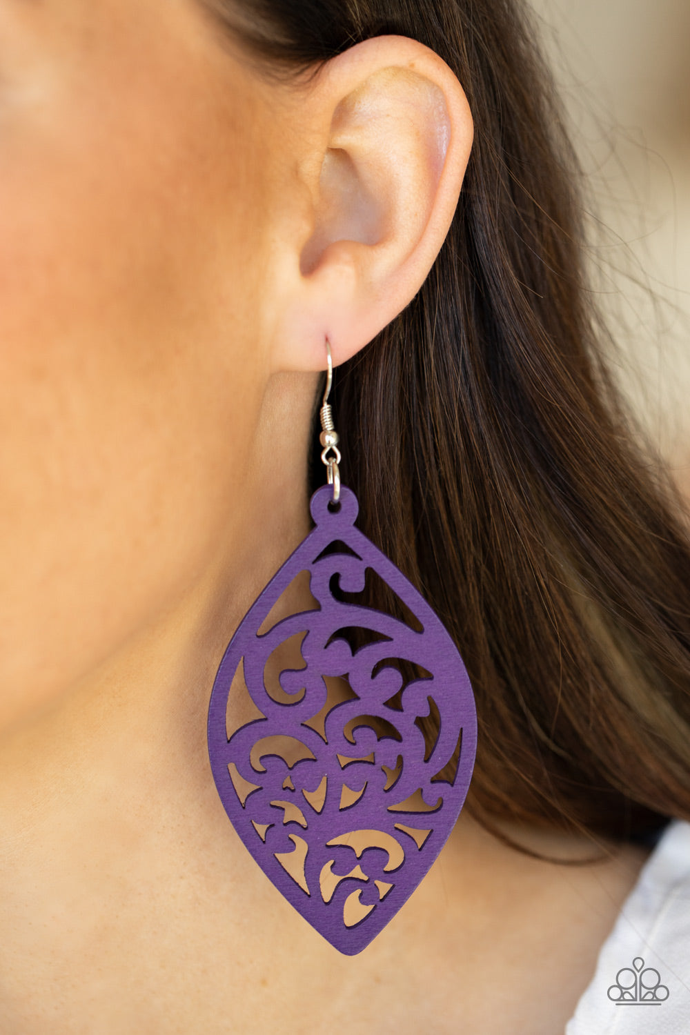 Coral Garden - Purple Earrings - Wood
