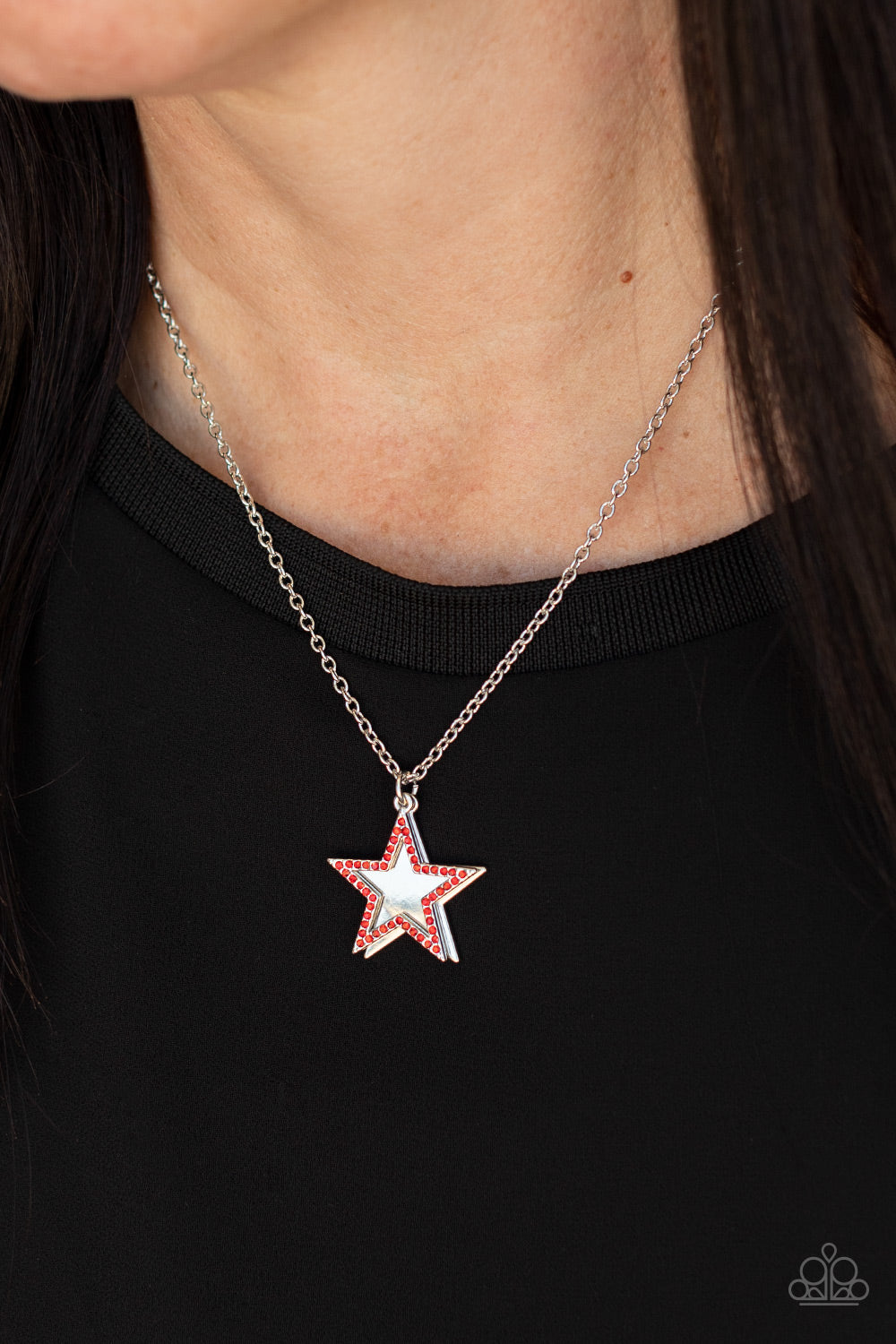 American Anthem - Silver with Red Necklace