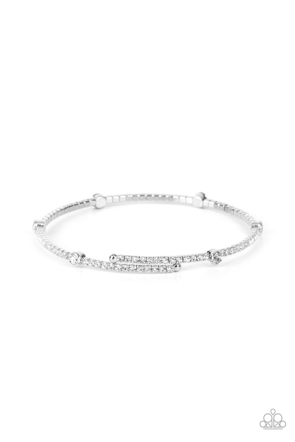 Upgraded Glamour - Silver with Rhinestones Coil Bracelet