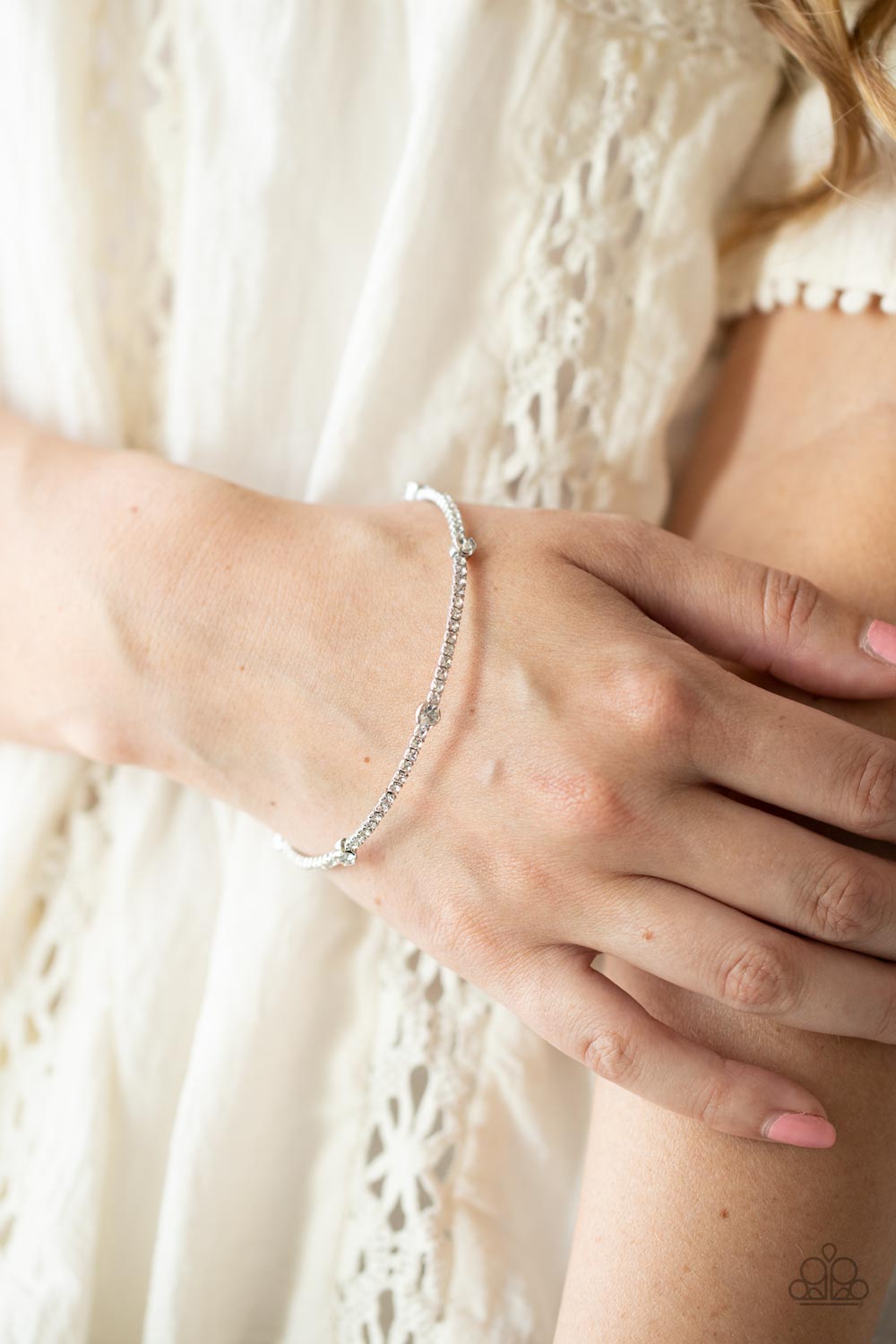 Upgraded Glamour - Silver with Rhinestones Coil Bracelet