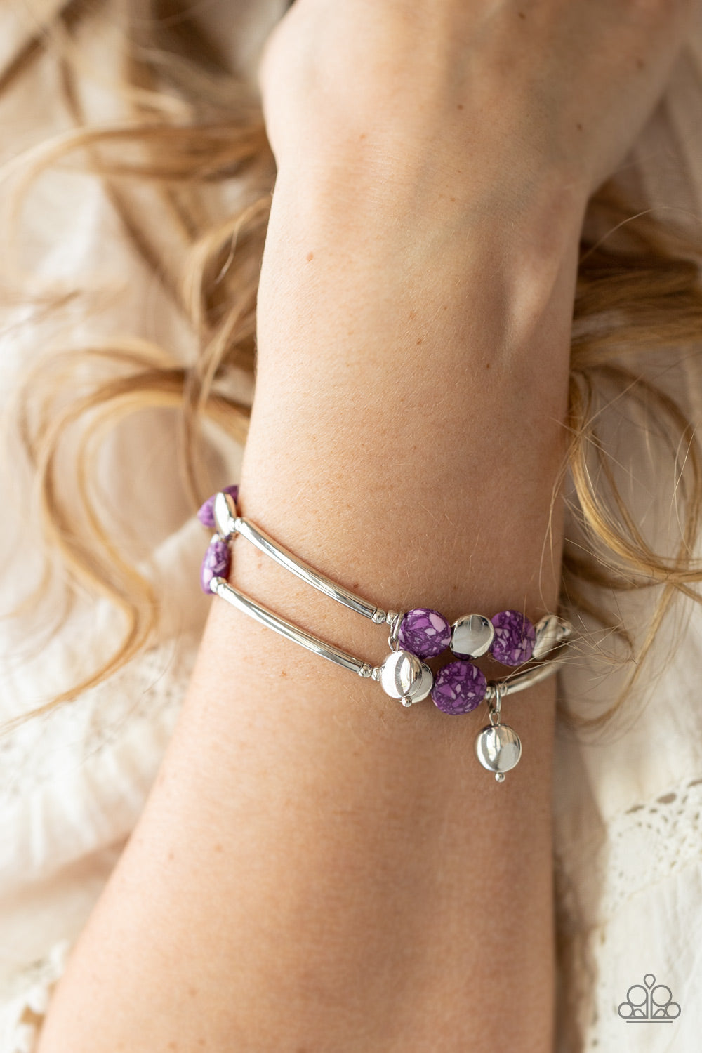 Terrazzo Territory - Silver w/Purple Bracelet