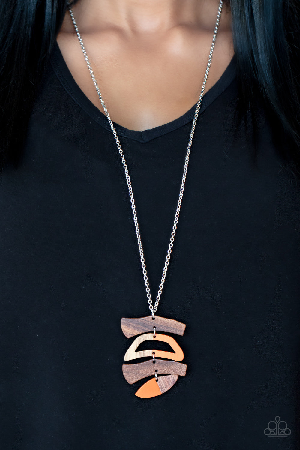 A WOODWORK In Progress - Wood w/Orange Necklace