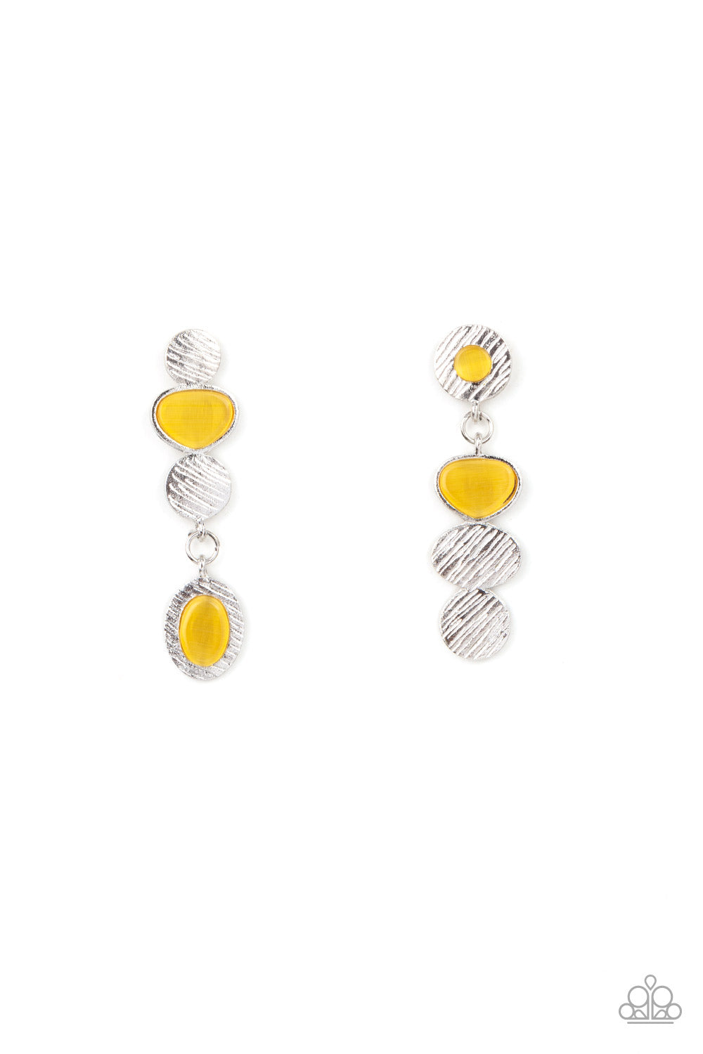 Asymmetrical Appeal - Silver w/Yellow Earrings