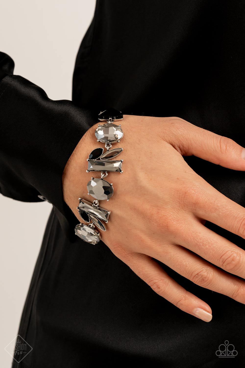 Marvelously Modish - Silver w/Hematite & Black Rhinestones Bracelet