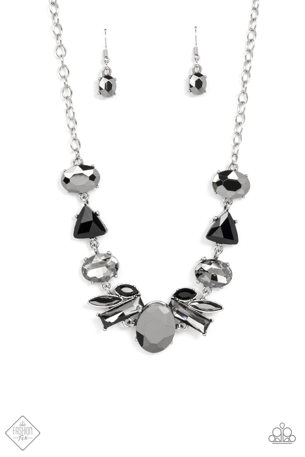 Modern Day Marvel - Silver w/Hematite & Black Rhinestones Necklace