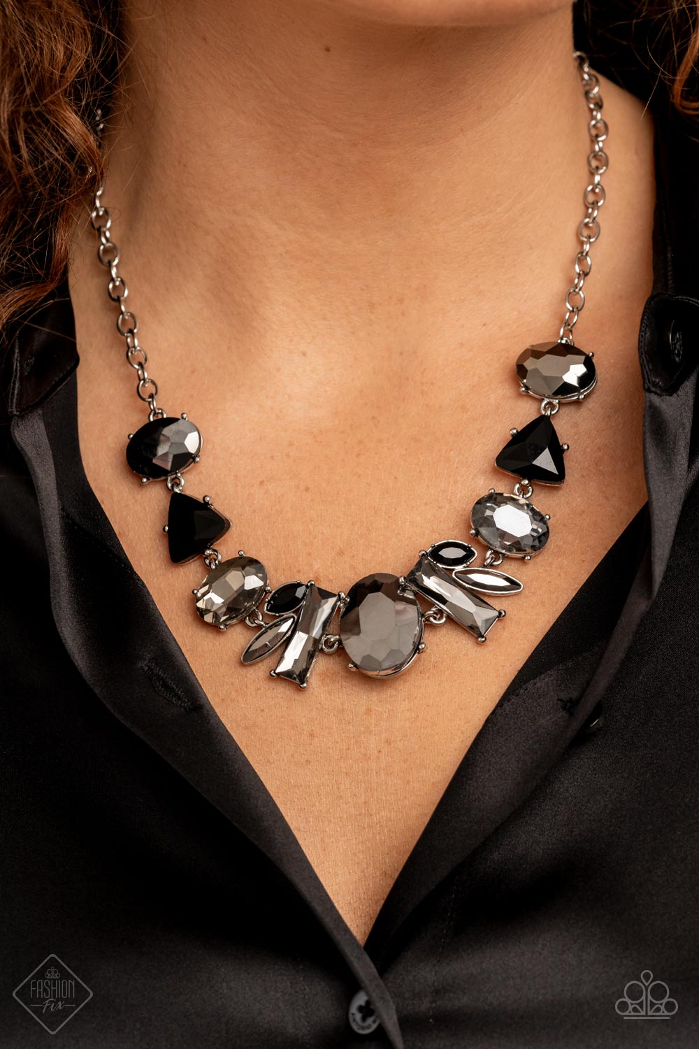 Modern Day Marvel - Silver w/Hematite & Black Rhinestones Necklace