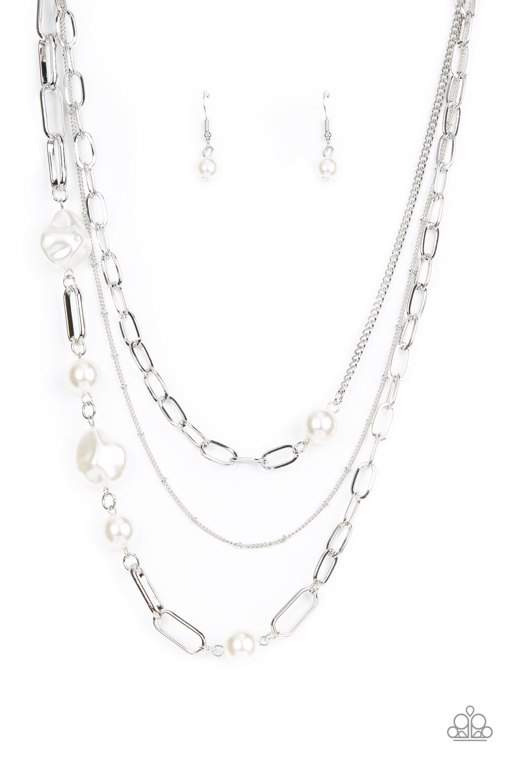 Modern Innovation - Silver w/White Necklace