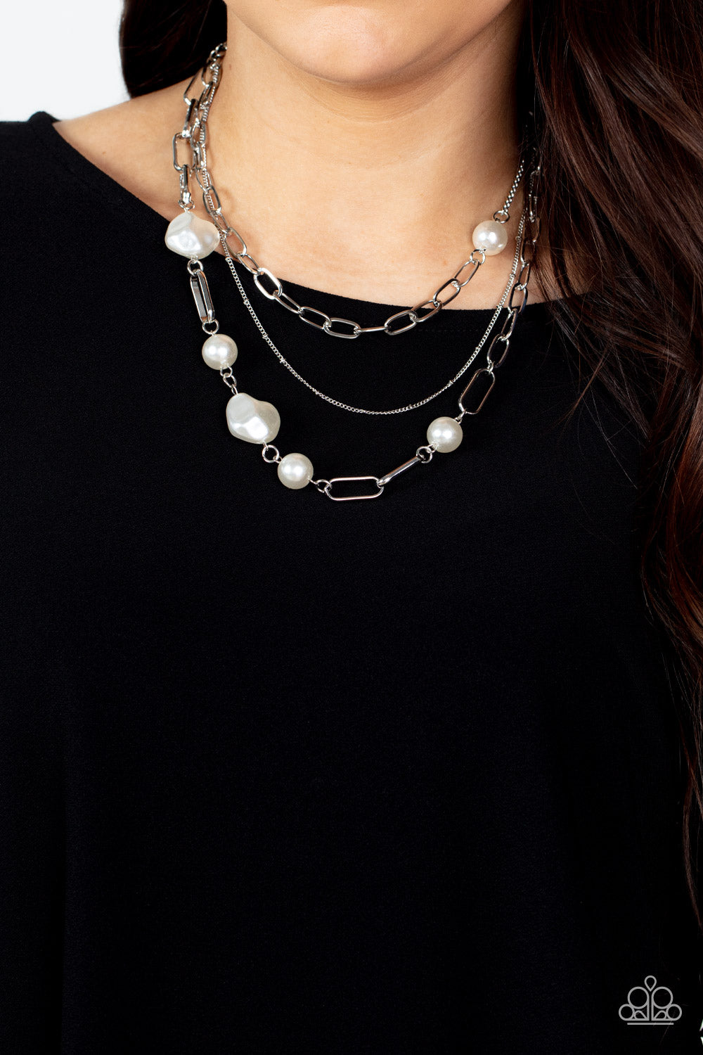 Modern Innovation - Silver w/White Necklace