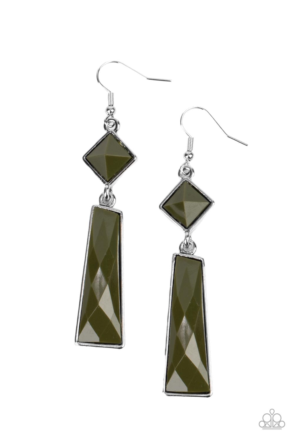 Hollywood Harmony - Silver w/Olive Green Earrings