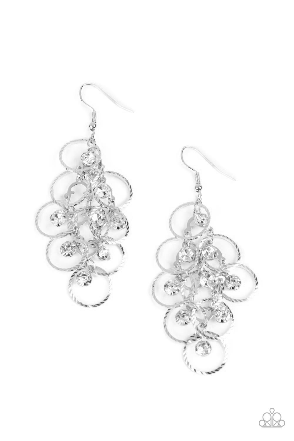 Head Rush - Silver w/White Rhinestones Earrings