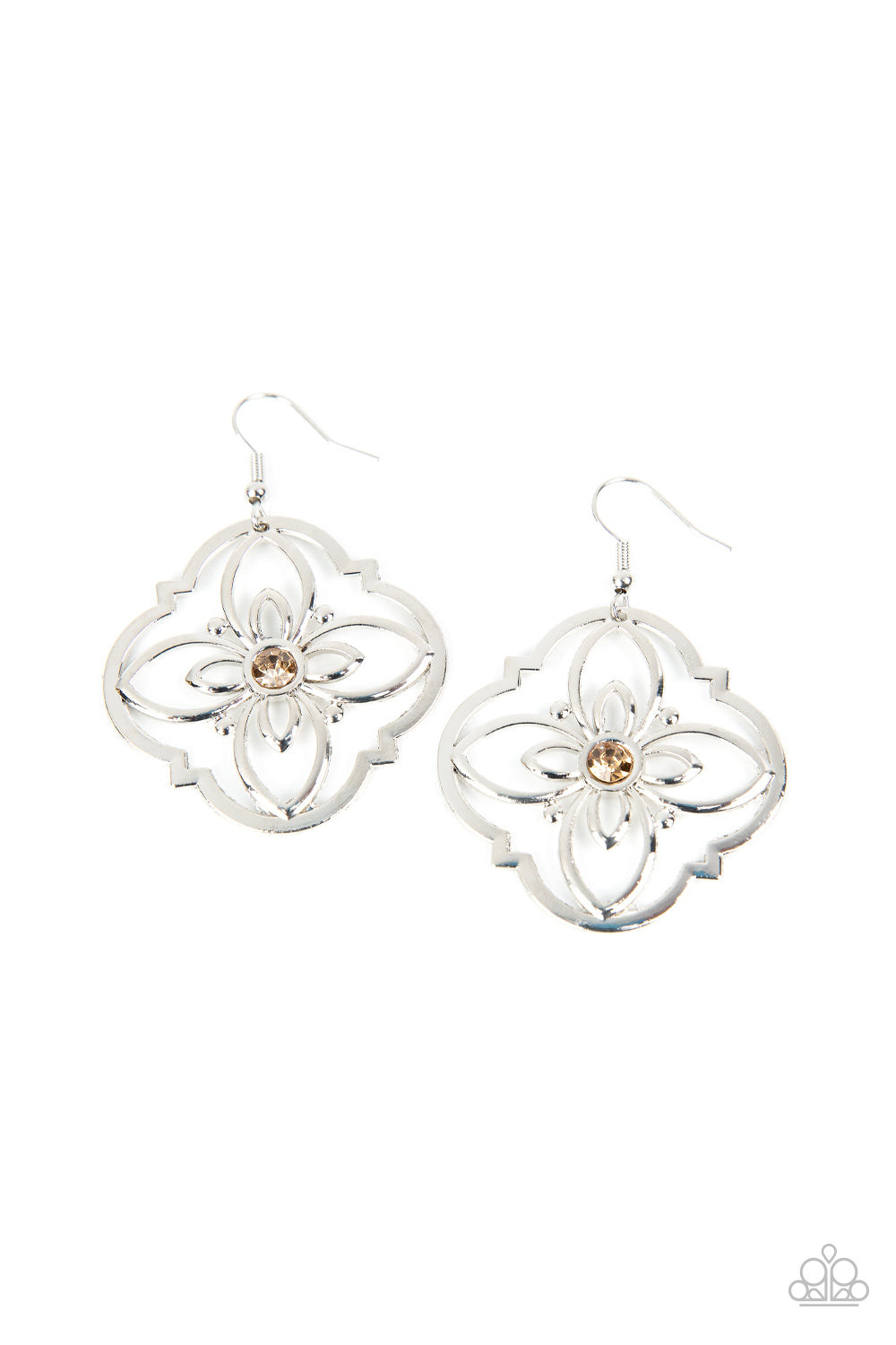 Treasure GROVE - Silver w/Brown Gem Earrings