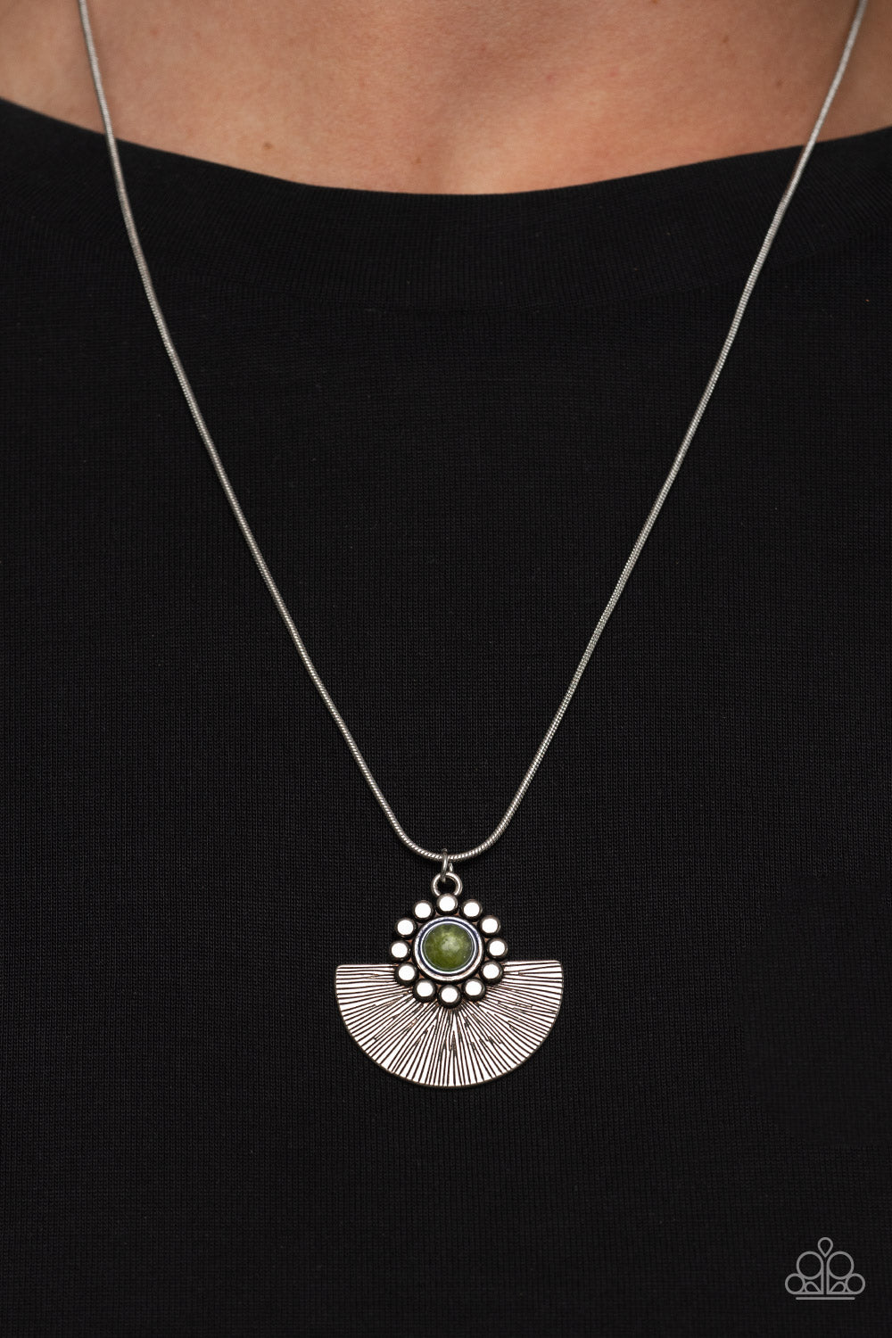 Magnificent Manifestation - Silver w/Green (jade color) Necklace