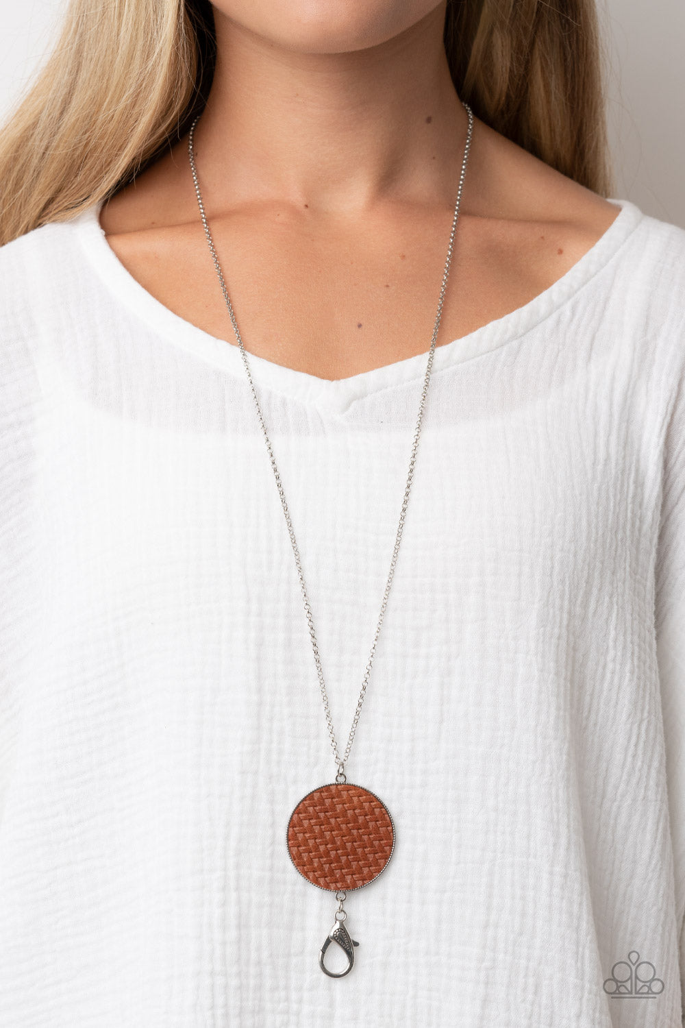 Wondrously Woven - Silver w/ Brown Necklace - Lanyards