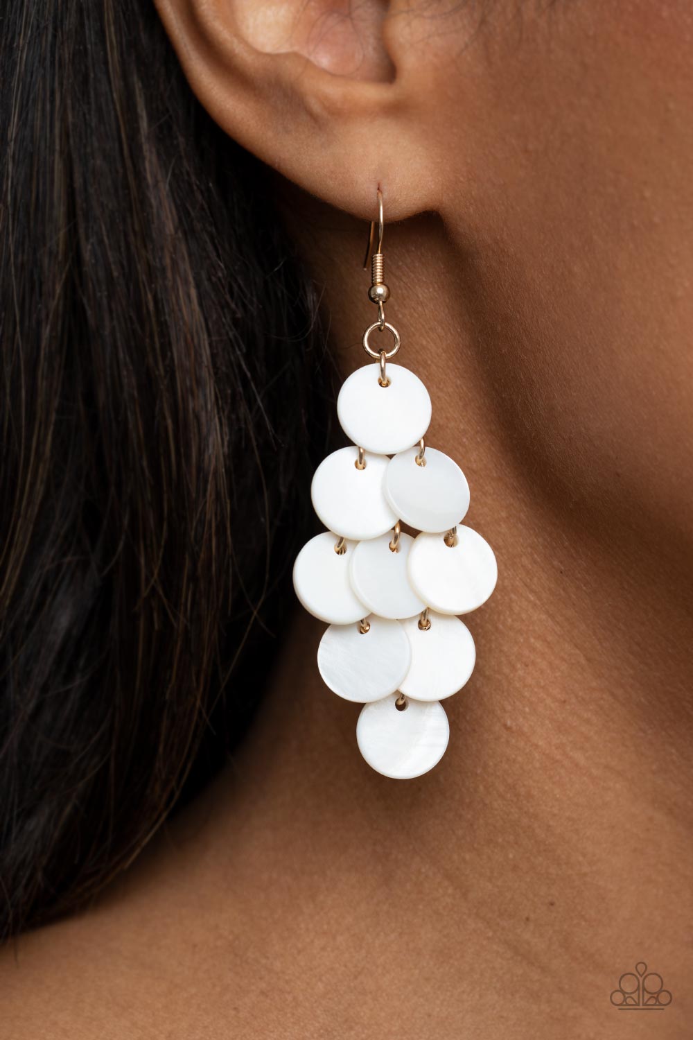 Tropical Tryst - Gold w/Cream White Earrings