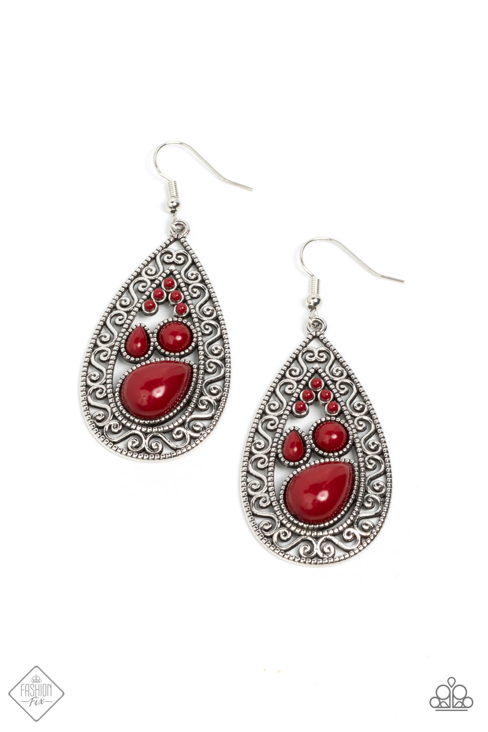 Nautical Daydream - Silver w/Red Earrings