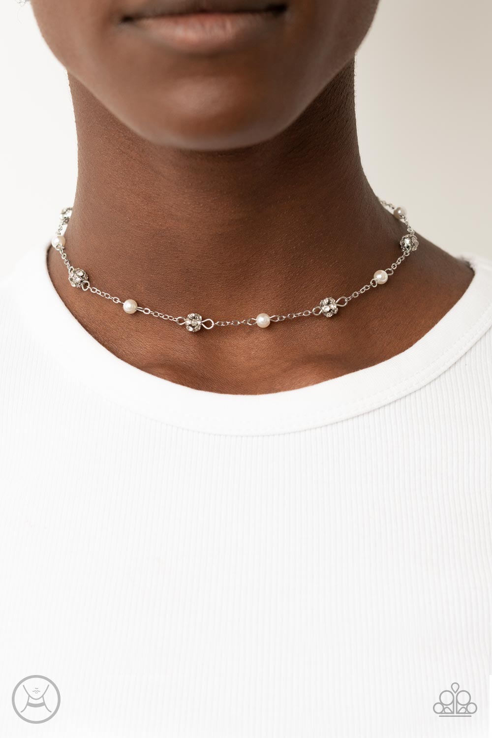 Rumored Romance - Silver with White Rhinestones Necklace