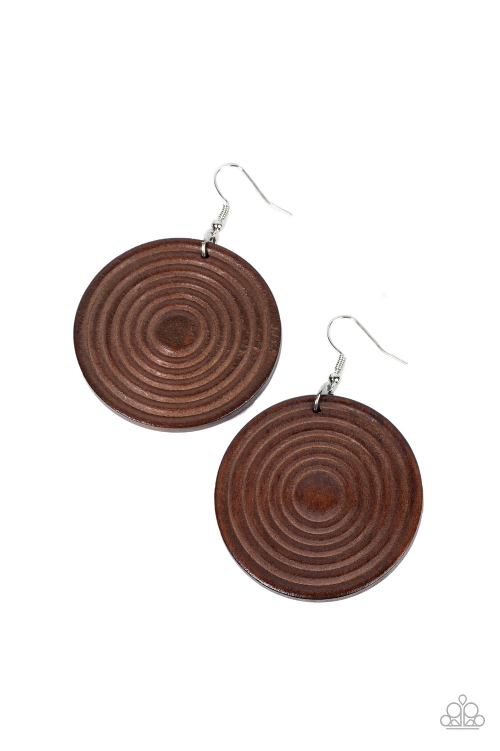 Caribbean Cymbal - Brown Wood Earrings