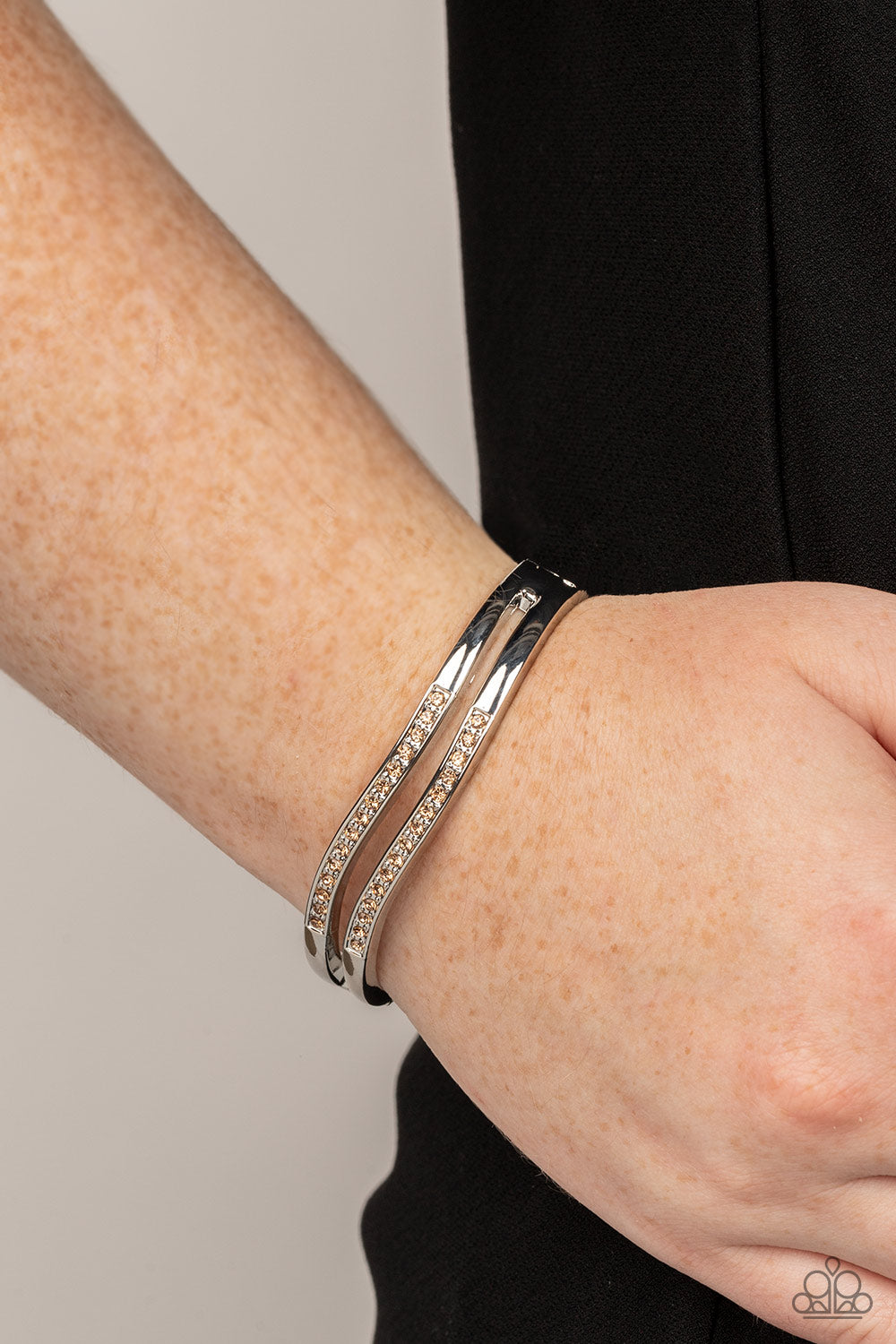 Gen Z Glamour Bracelet - Silver w/Brown Gems- Paparazzi Accessories
