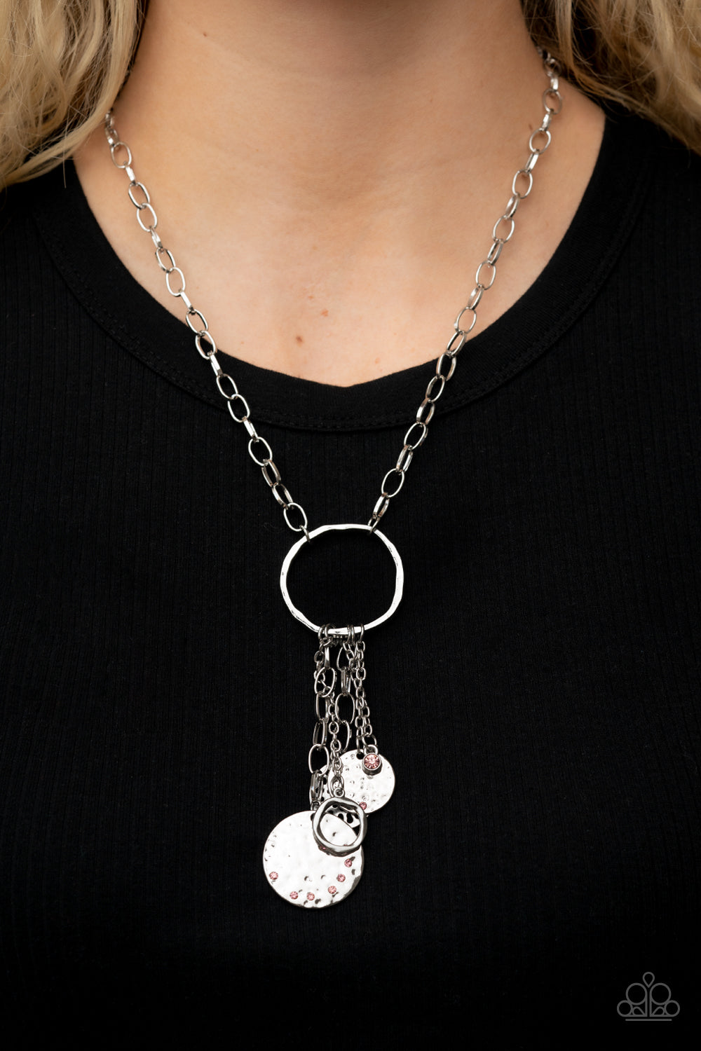 Trinket Twinkle - Silver w/Pink Gems Necklace