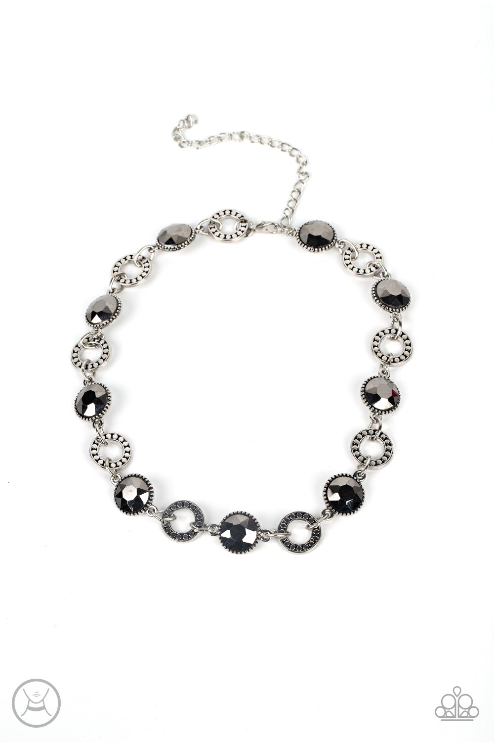 Rhinestone Rollout - Silver w/hematite gems Choker Necklace