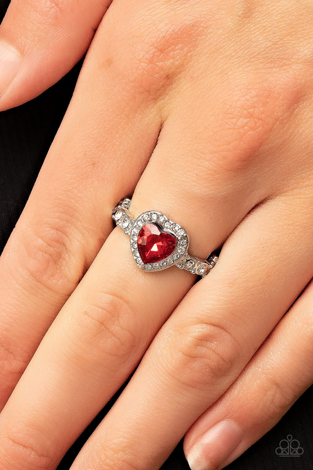 Romantic Reputation - Silver w/Red Heart Gem Ring