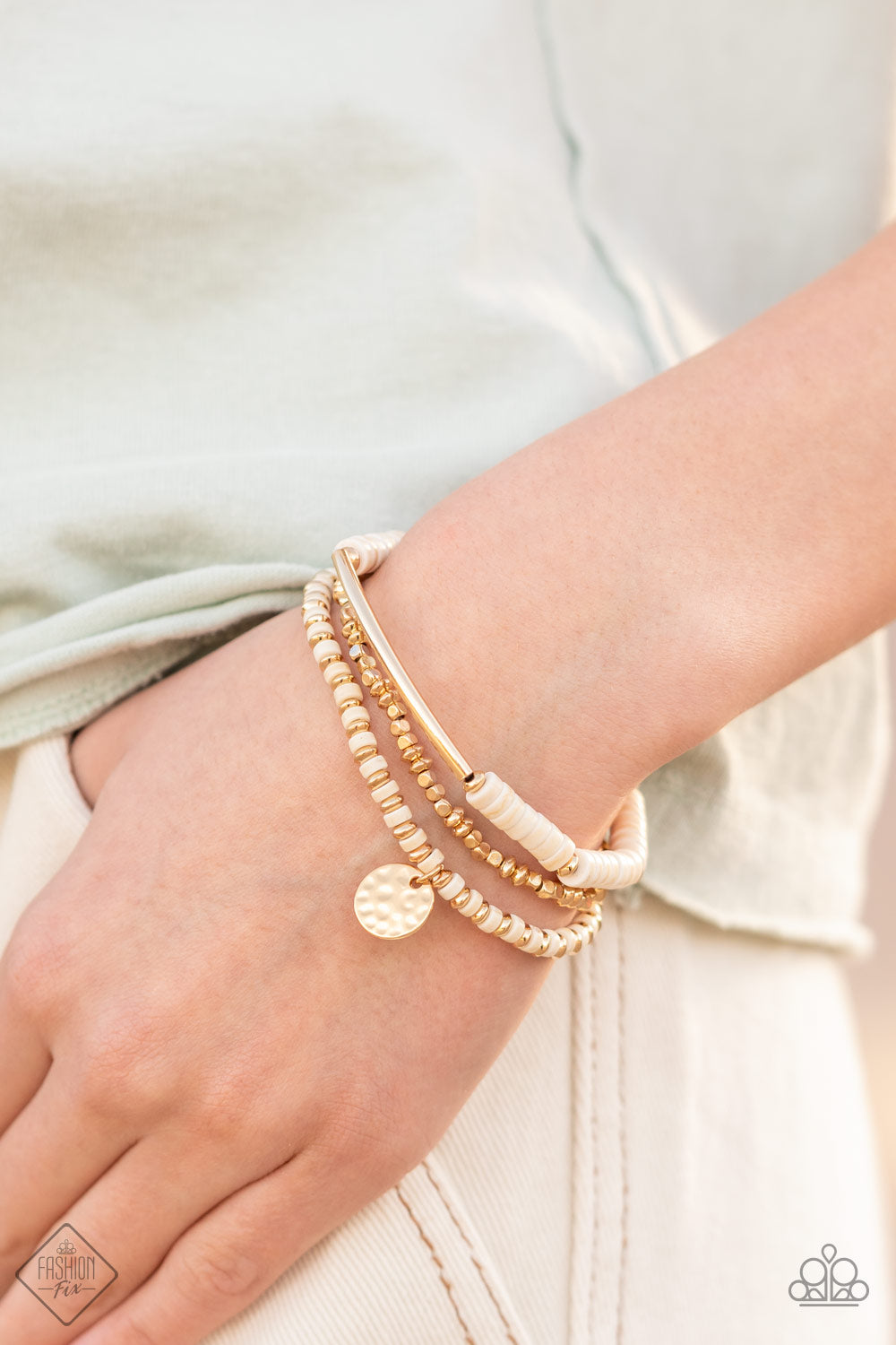 Terraform Trendsetter - Gold with Ivory Stones Bracelet