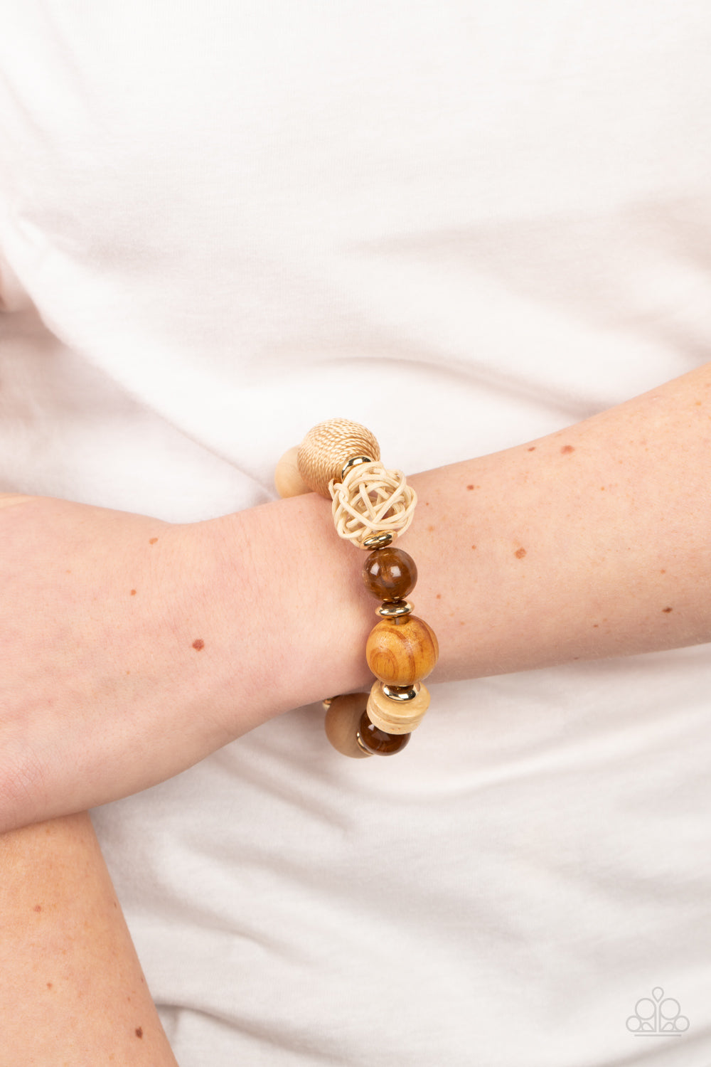 Happily Homespun - Tan Multi Wood Bracelet