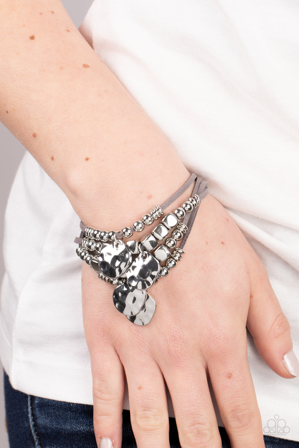 Token Trek - Grey suede w/Silver Bracelet