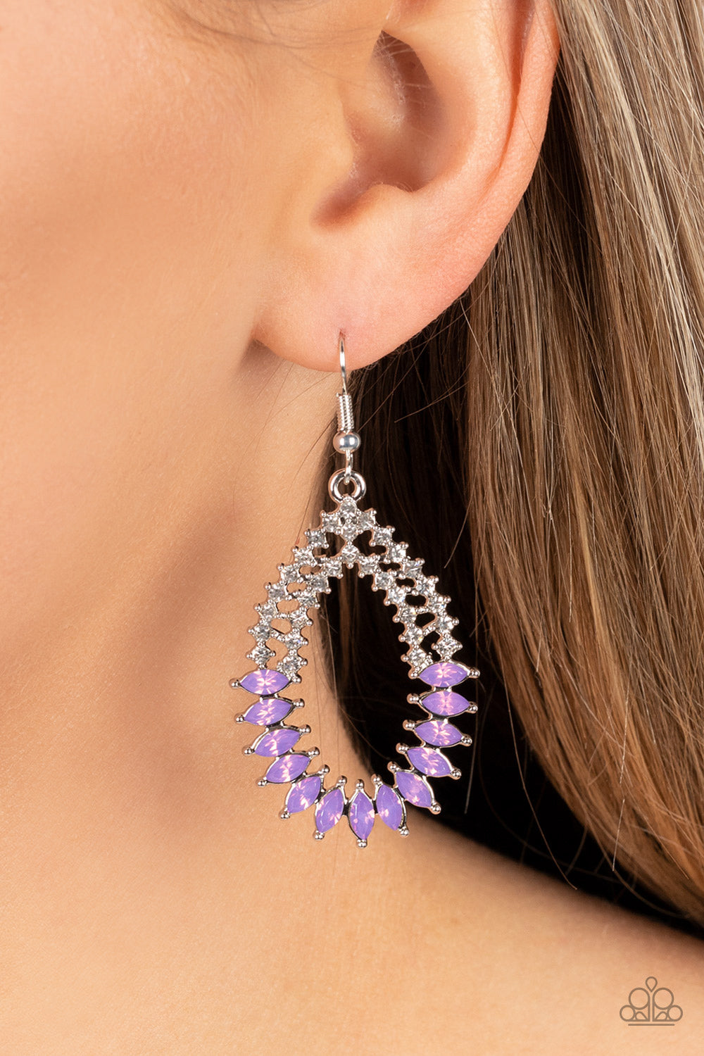 Lucid Luster - Silver w/Purple & White Rhinestones Earrings