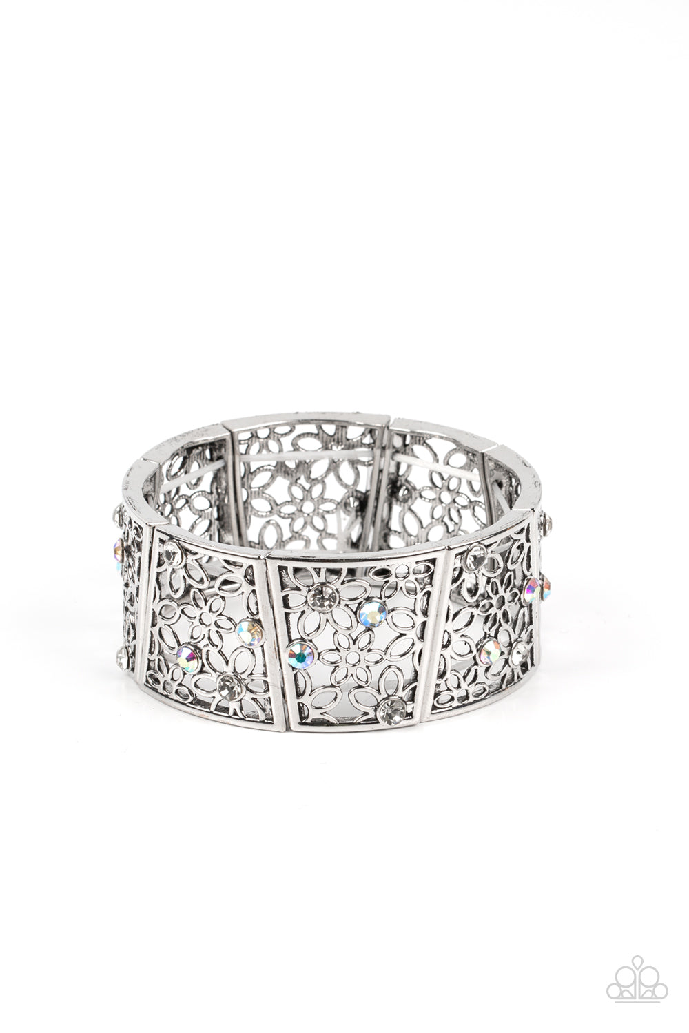 Spring Greetings - Silver w/iridescent rhinestones Bracelet