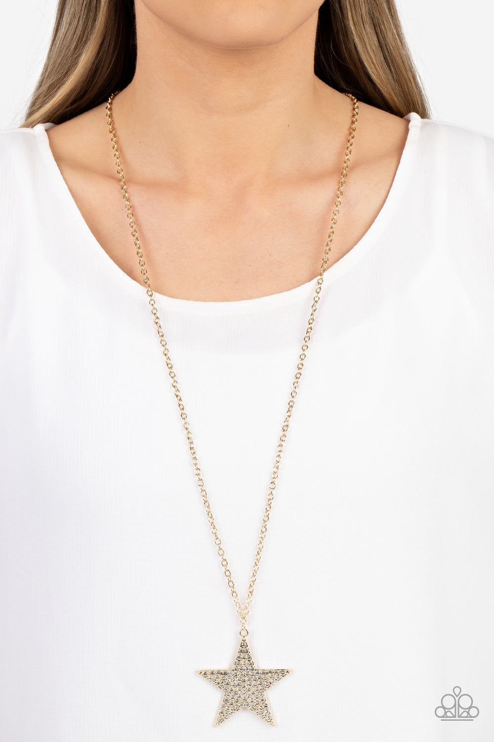 Rock Star Sparkle - Gold Star Necklace