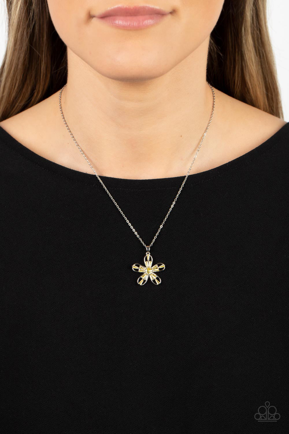 Botanical Ballad - Silver w/Yellow Gem Necklace