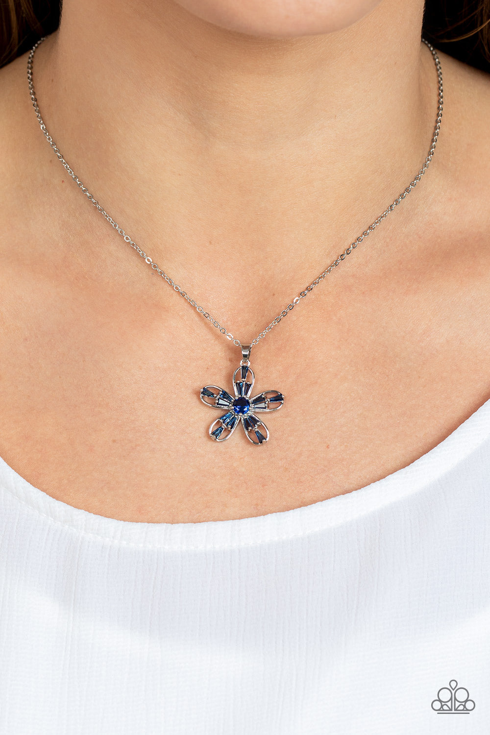 Botanical Ballad - Silver w/Blue Gems Necklace