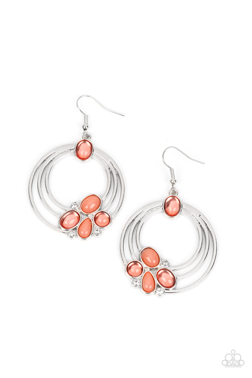Dreamy Dewdrops - Silver w/Orange Earrings