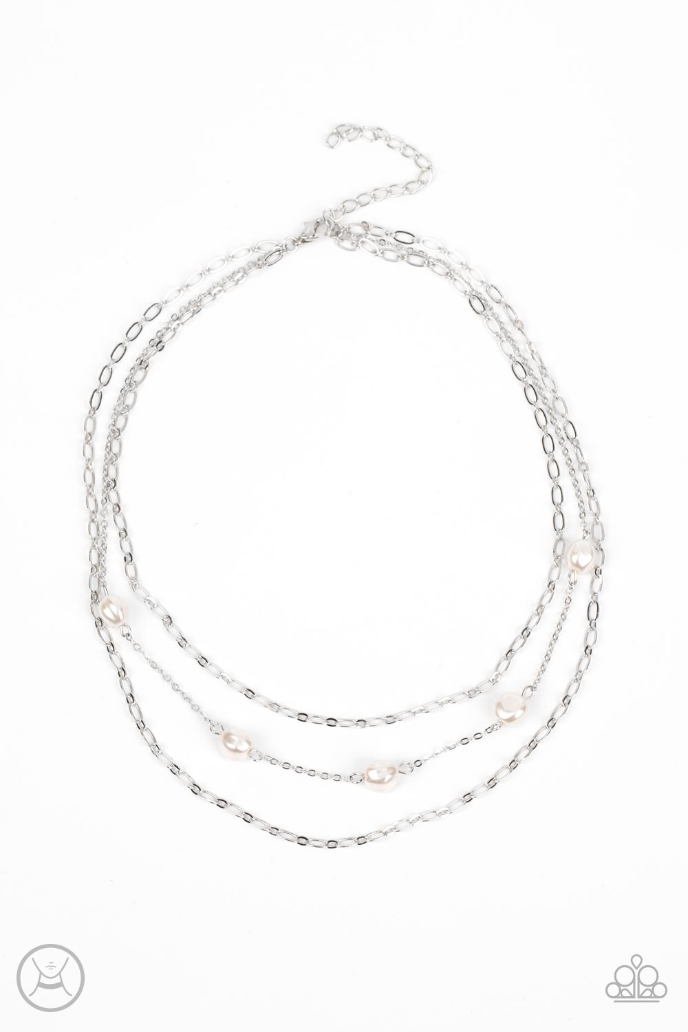 Offshore Oasis -Silver w/White Necklace- Paparazzi Accessories