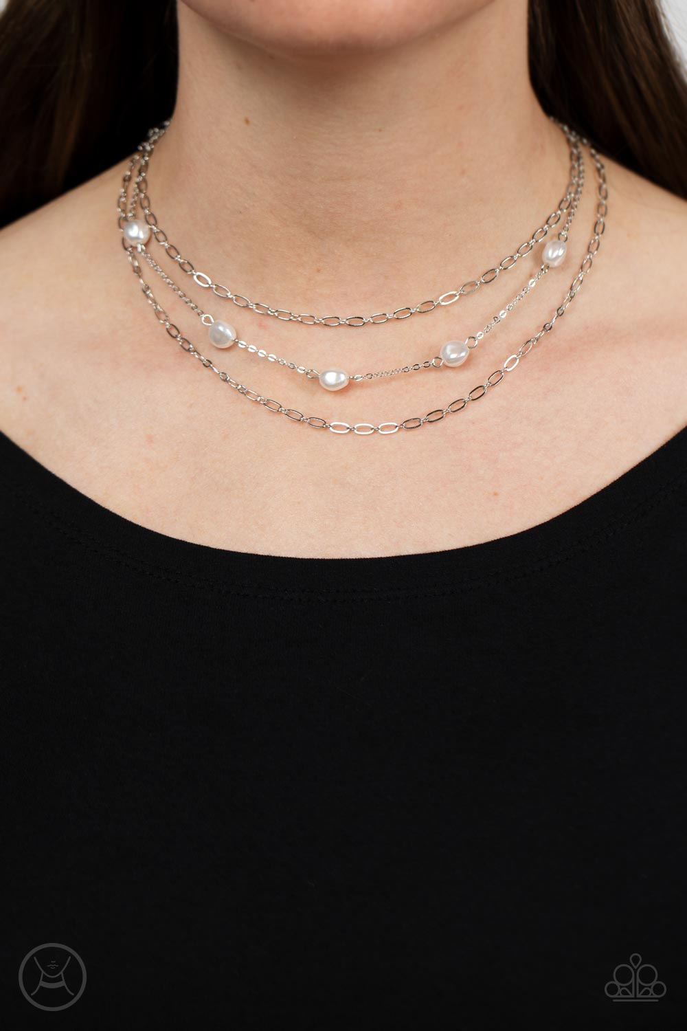 Offshore Oasis -Silver w/White Necklace- Paparazzi Accessories