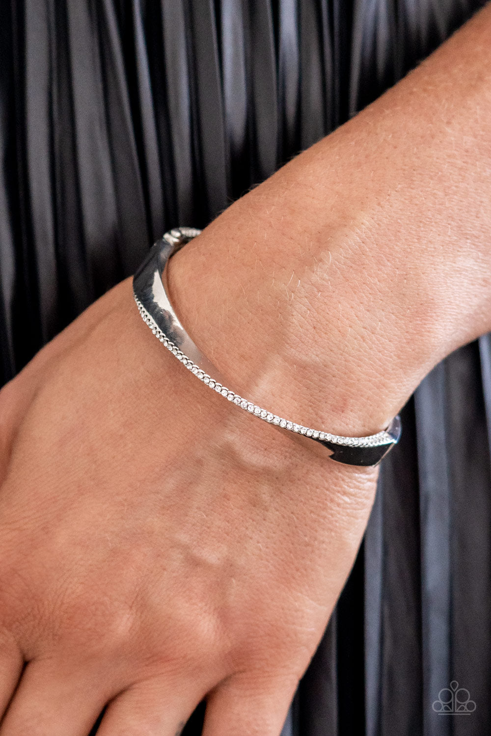 Artistically Adorned - Silver with White rhinestones Bracelet